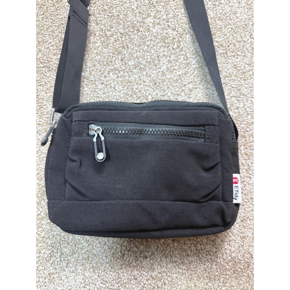 ETidy Black Nylon‎ Crossbody Bag Small Messenger Travel Shoulder Bag Adjustable